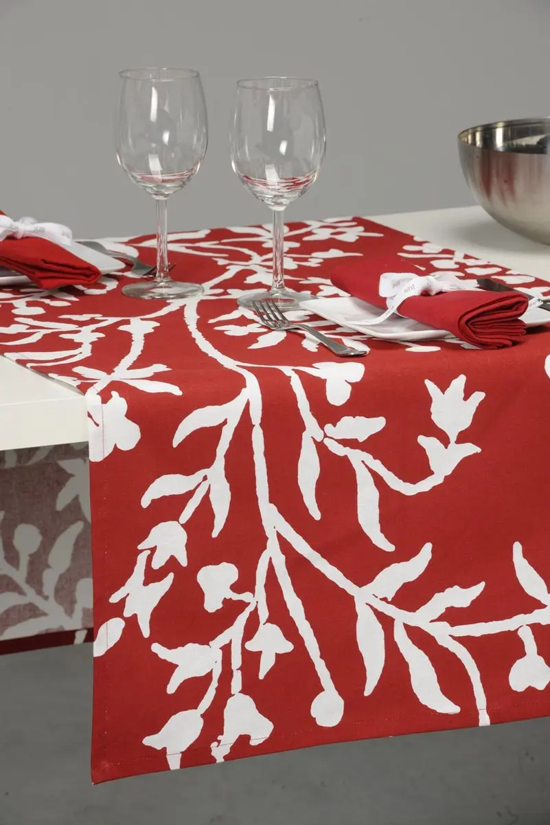Tint Ajoure Uni Tafelloper 50x150cm - Chili