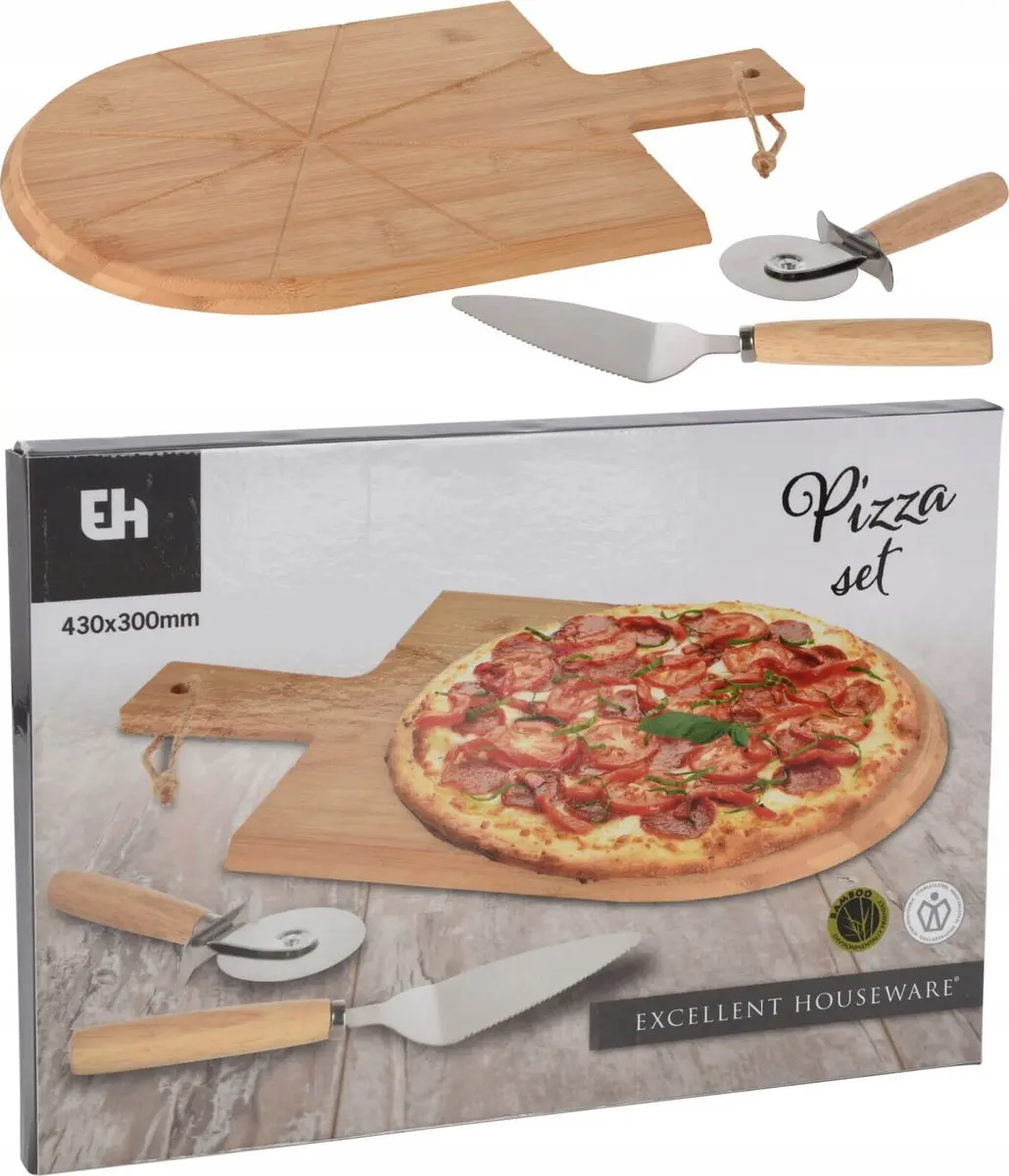 Excellent Houseware Pizzaplank met accessoires - 43x30cm Beige