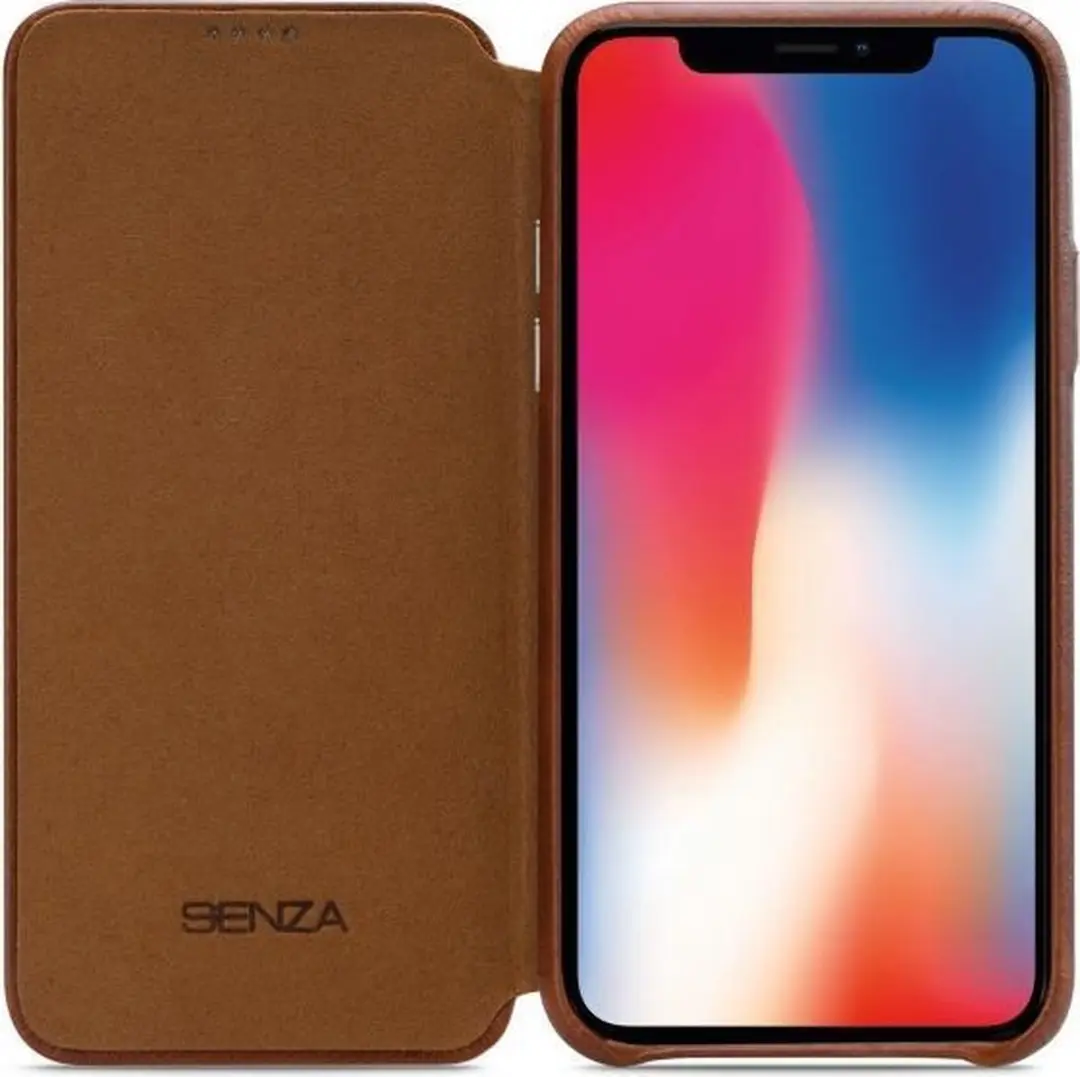 Senza Desire Skinny Leather Booklet iPhone X - Cognac