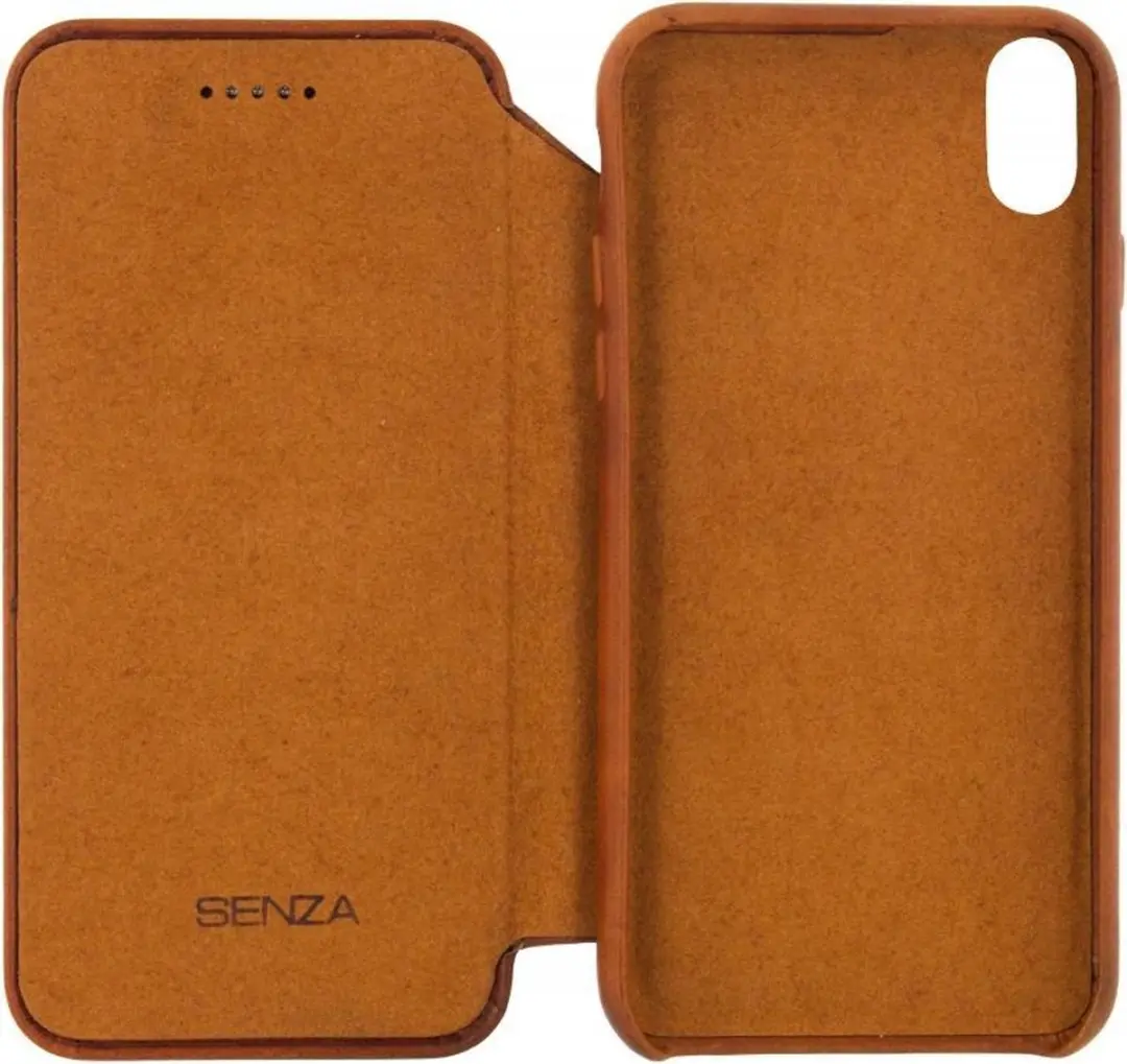 Senza Desire Skinny Leather Booklet iPhone X - Cognac