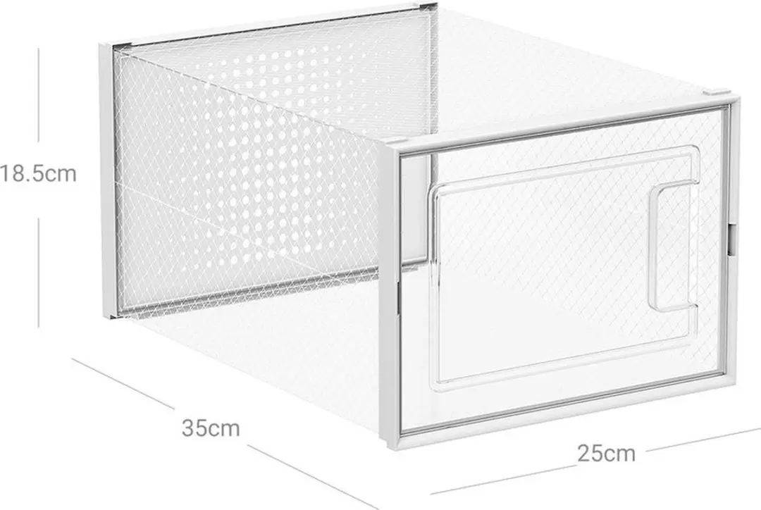 Songmics Schoenendozen LSP18MWT - 18-delig - Transparant/Wit - afbeelding 2 van 6