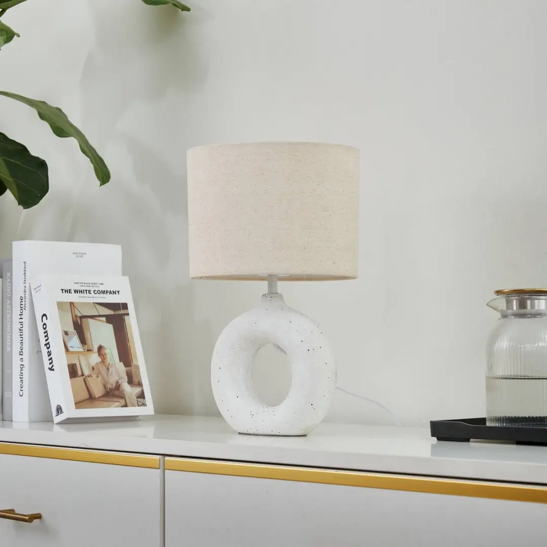 Lindby Tafellamp 1 Licht - 15W - Beige/Wit