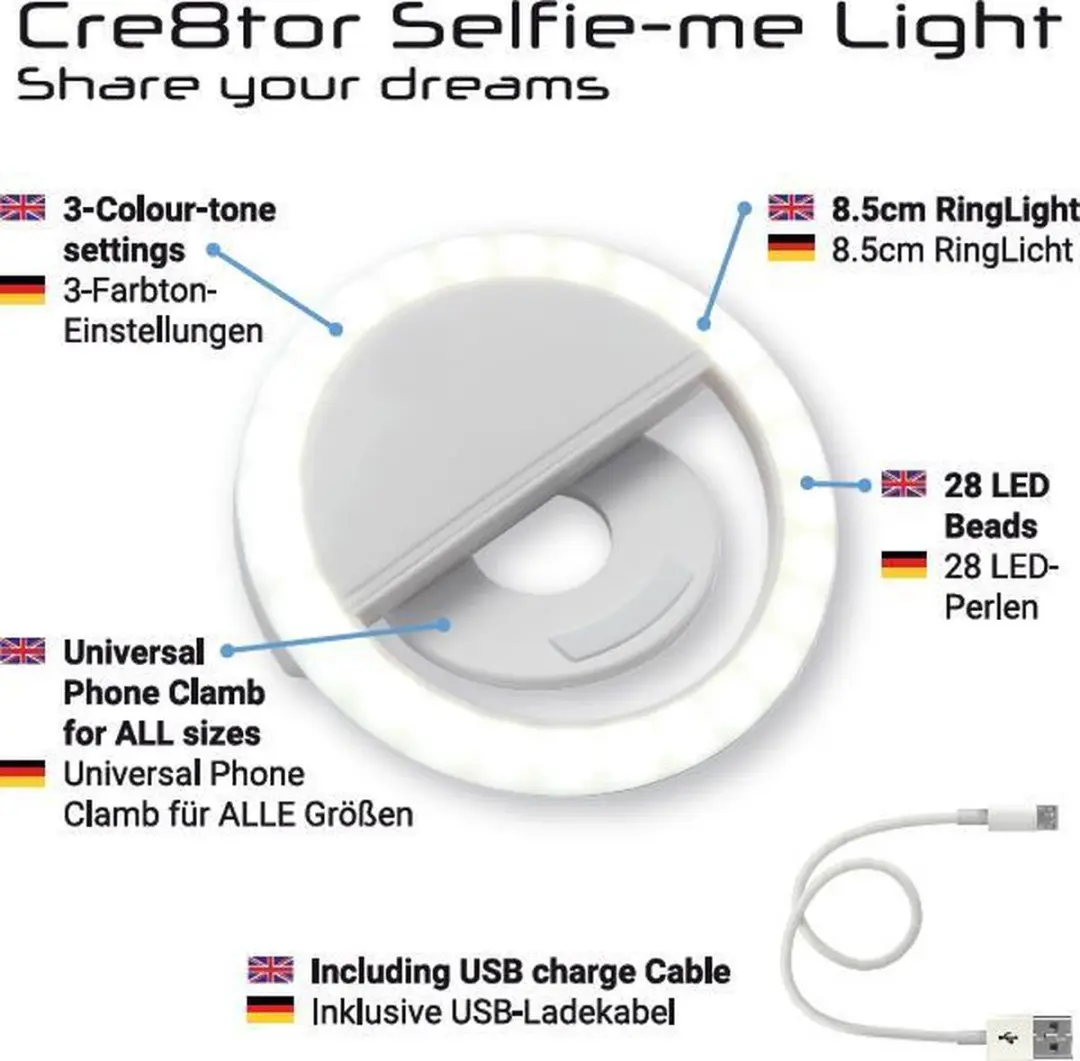PRO-MOUNTS Cre8tor Mobile Light - Smartphone - Wit