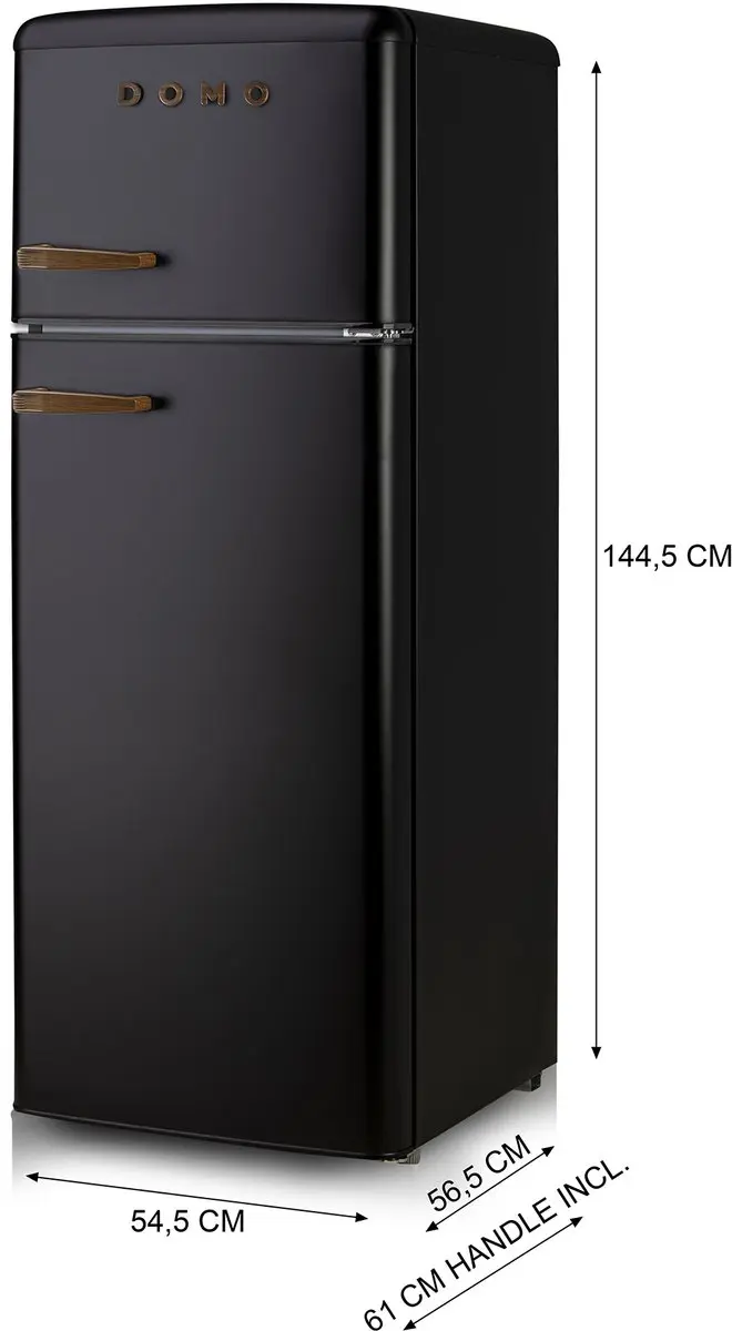 Domo DO91778R Retro Koelvriescombinatie 206L - Mat Zwart