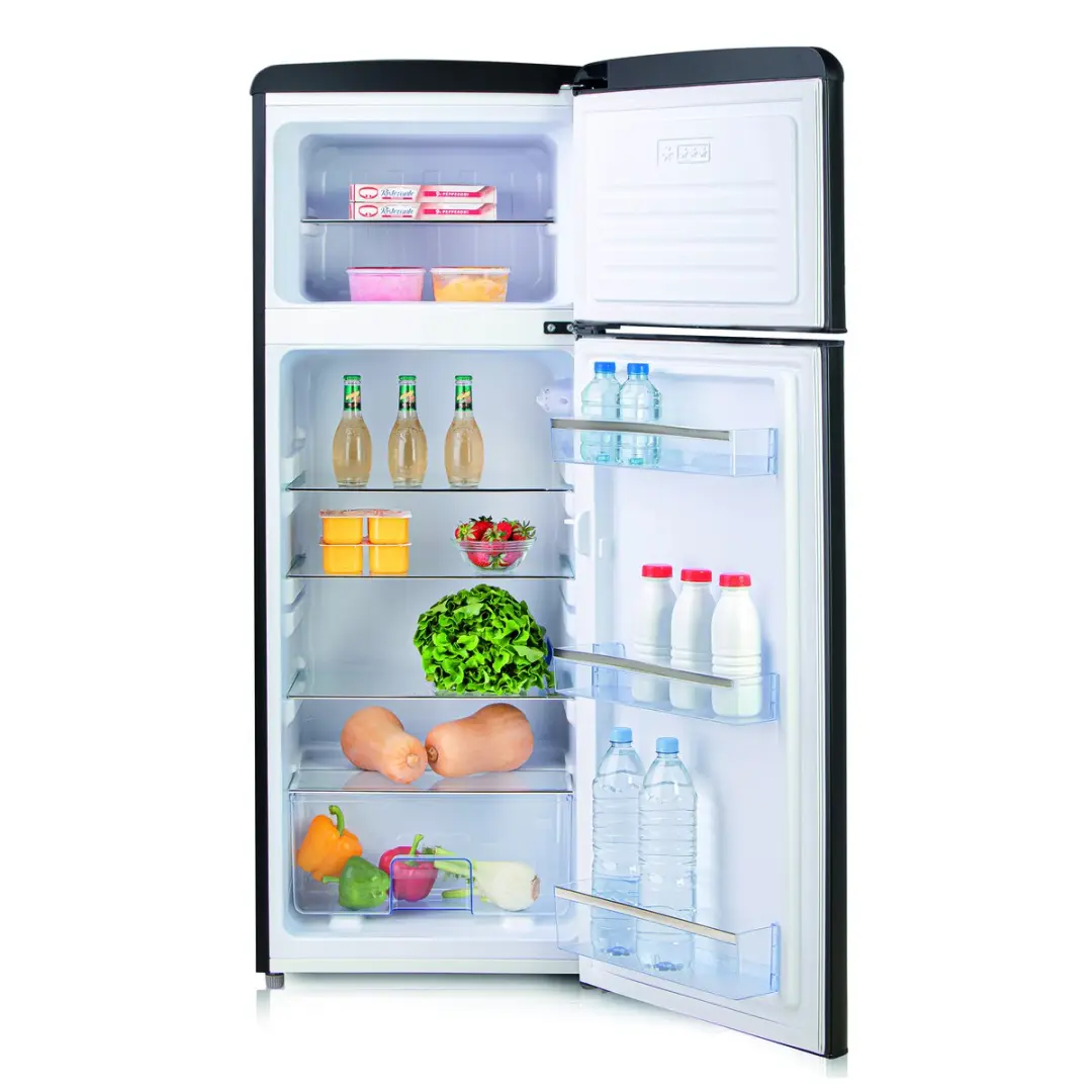 Domo DO91778R Retro Koelvriescombinatie 206L - Mat Zwart