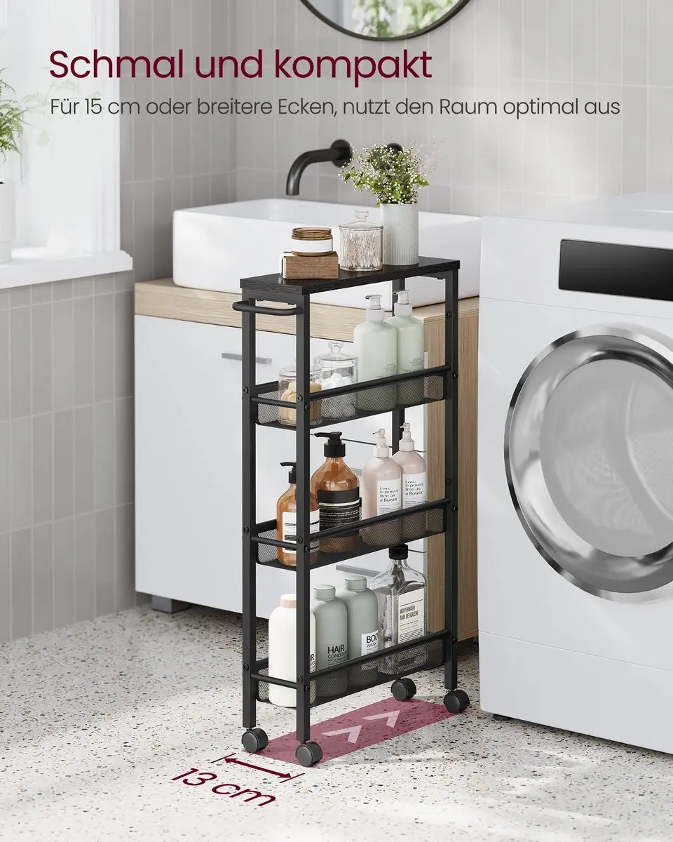Songmics Trolley 4-niveau - Ebbenhoutzwart