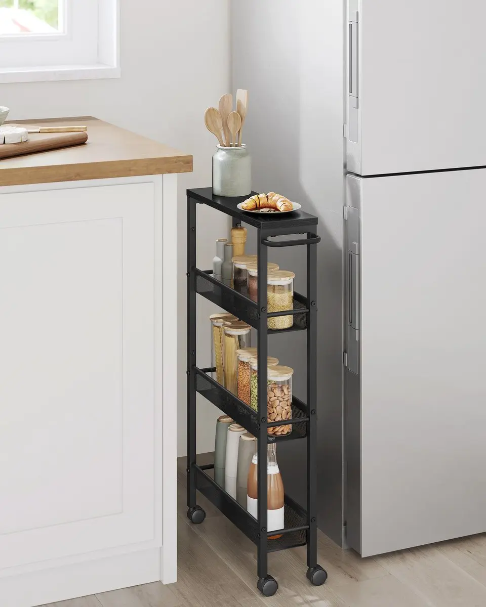 Songmics Trolley 4-niveau - Ebbenhoutzwart
