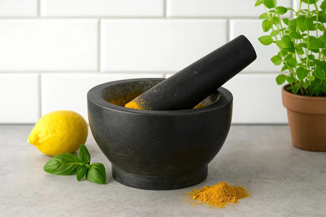 Cookinglife Vijzel Zwart Ø18cm - Massief Graniet