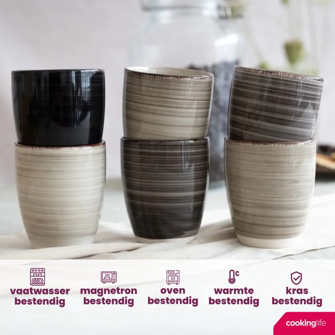 Cookinglife Delice Bekers 350ml - 6 Stuks - Grijs