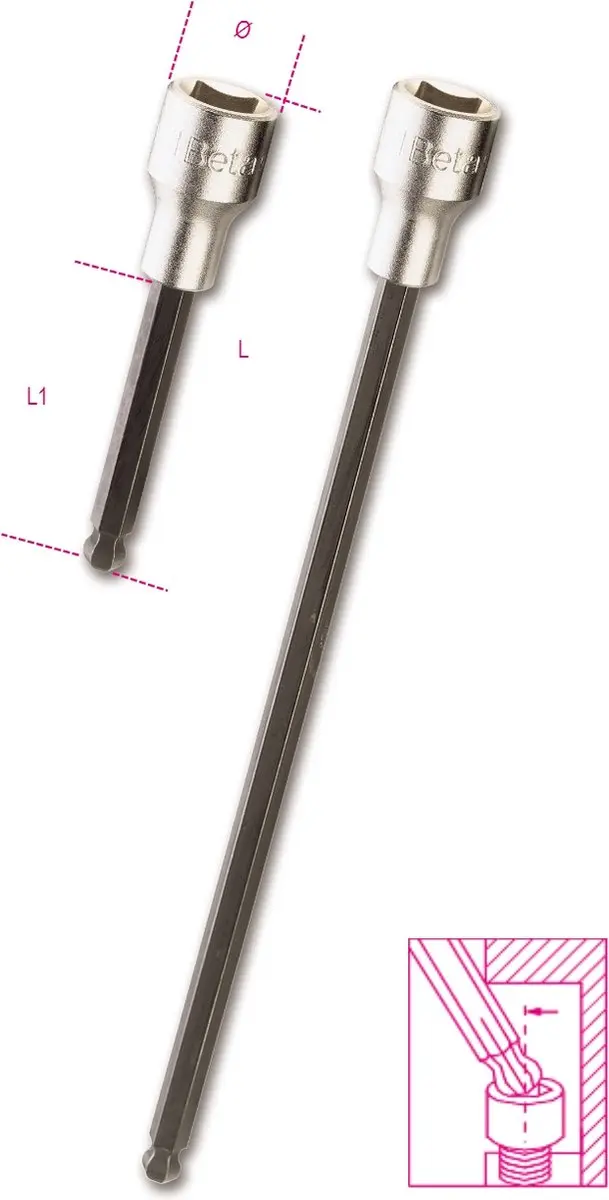 Beta Kogelkop Dopsleutel 1/2" 5x100mm - Zeskant