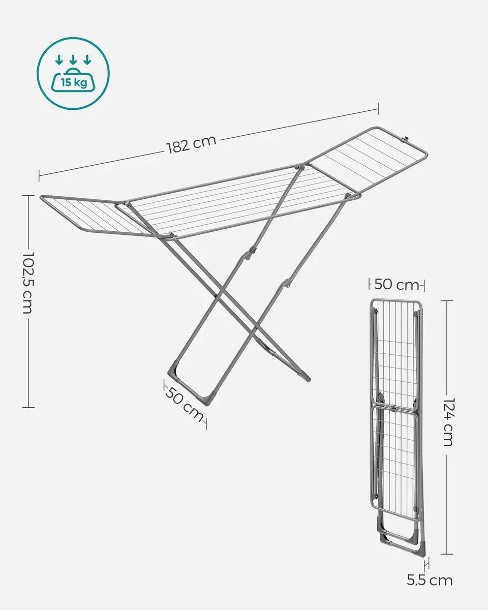 Songmics LLR540G01V1 Opvouwbaar Droogrek - Grijs