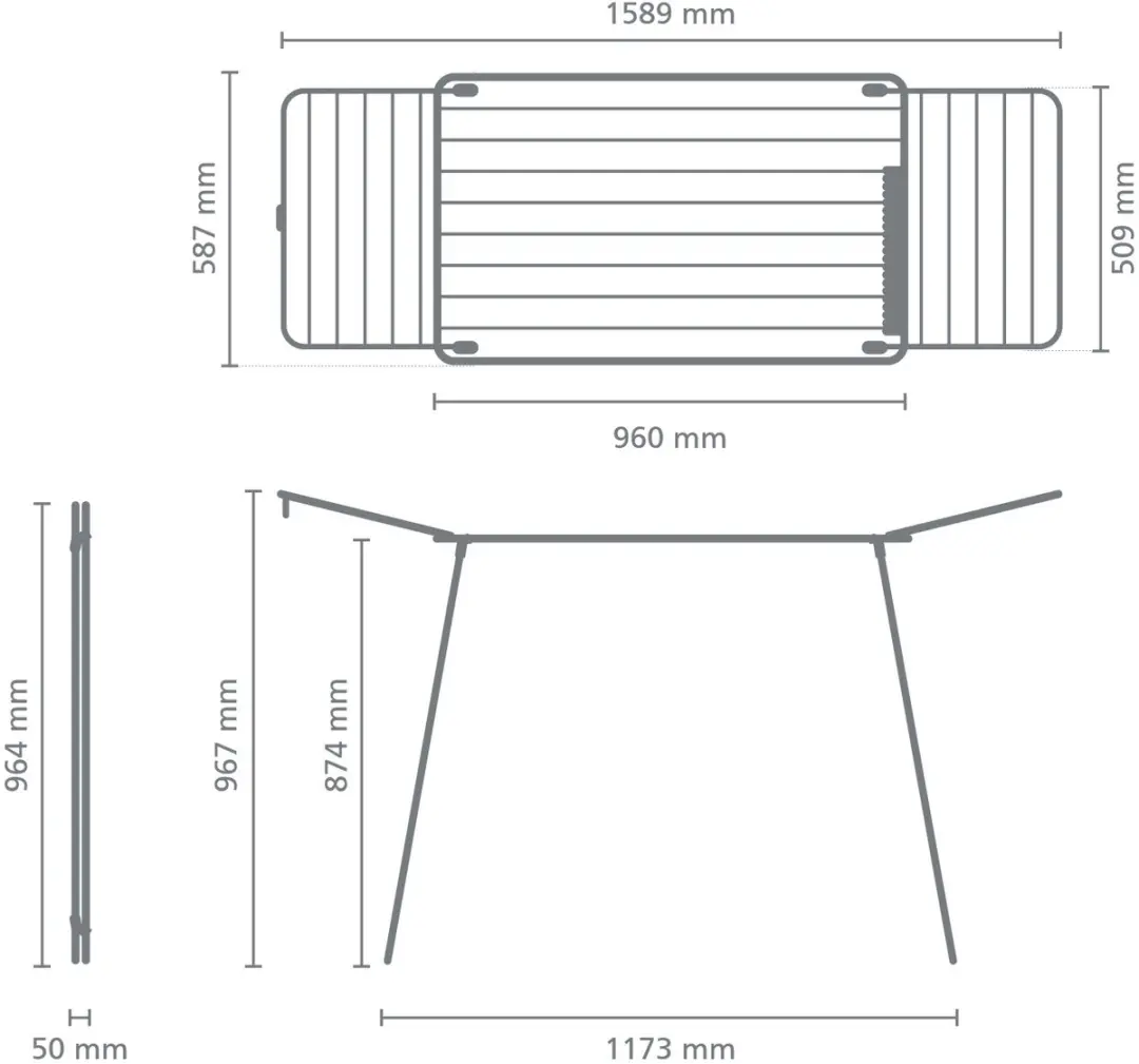 Brabantia HangOn Too Droogrek 18m - Matt Black - afbeelding 2 van 6