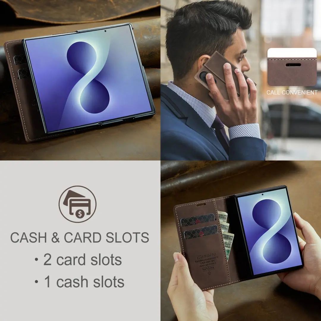 Caseme Bookcase Hoes Samsung Galaxy Z Fold8 - 2 Stuks - Coffee