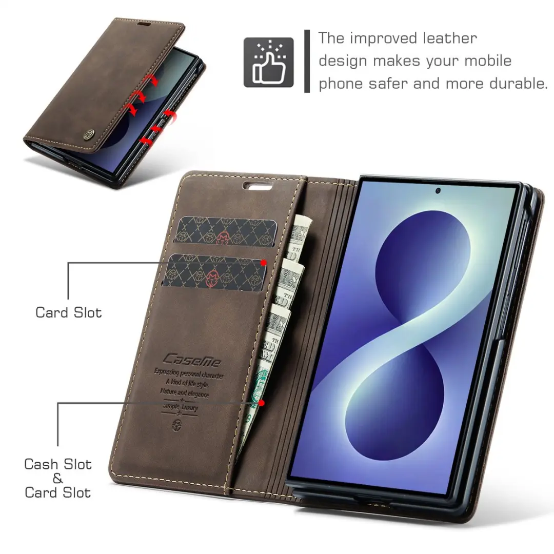 Caseme Bookcase Hoes Samsung Galaxy Z Fold8 - 2 Stuks - Coffee