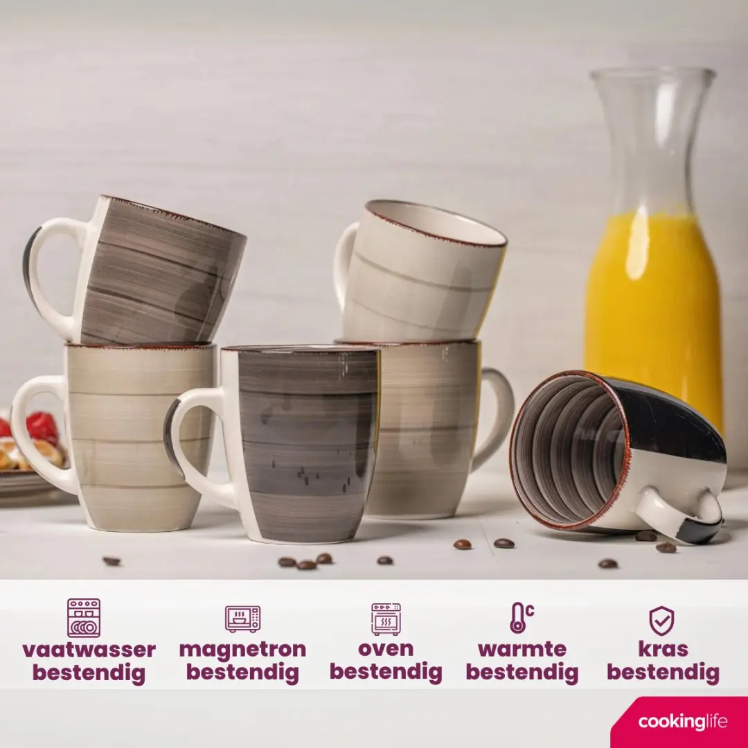 Cookinglife Mok Delice 350ml - 6 Stuks - Aardewerk