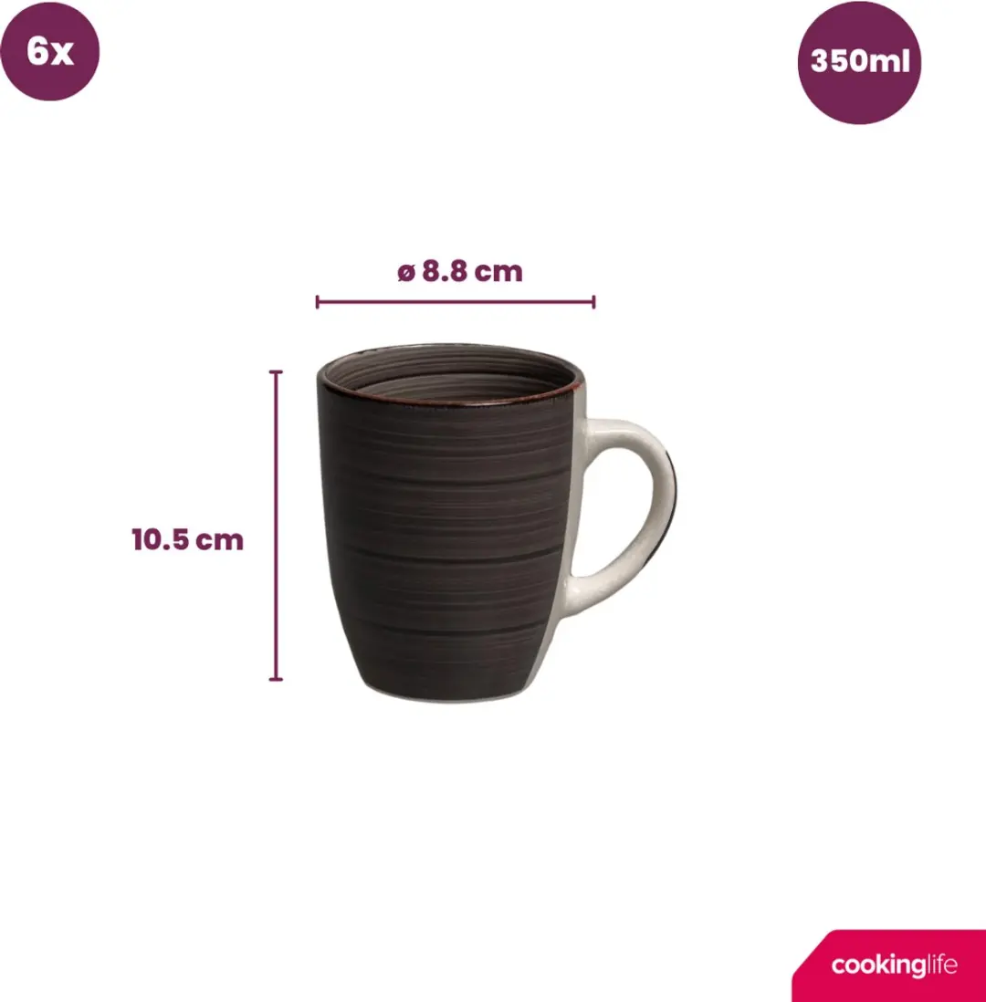 Cookinglife Mok Delice 350ml - 6 Stuks - Aardewerk