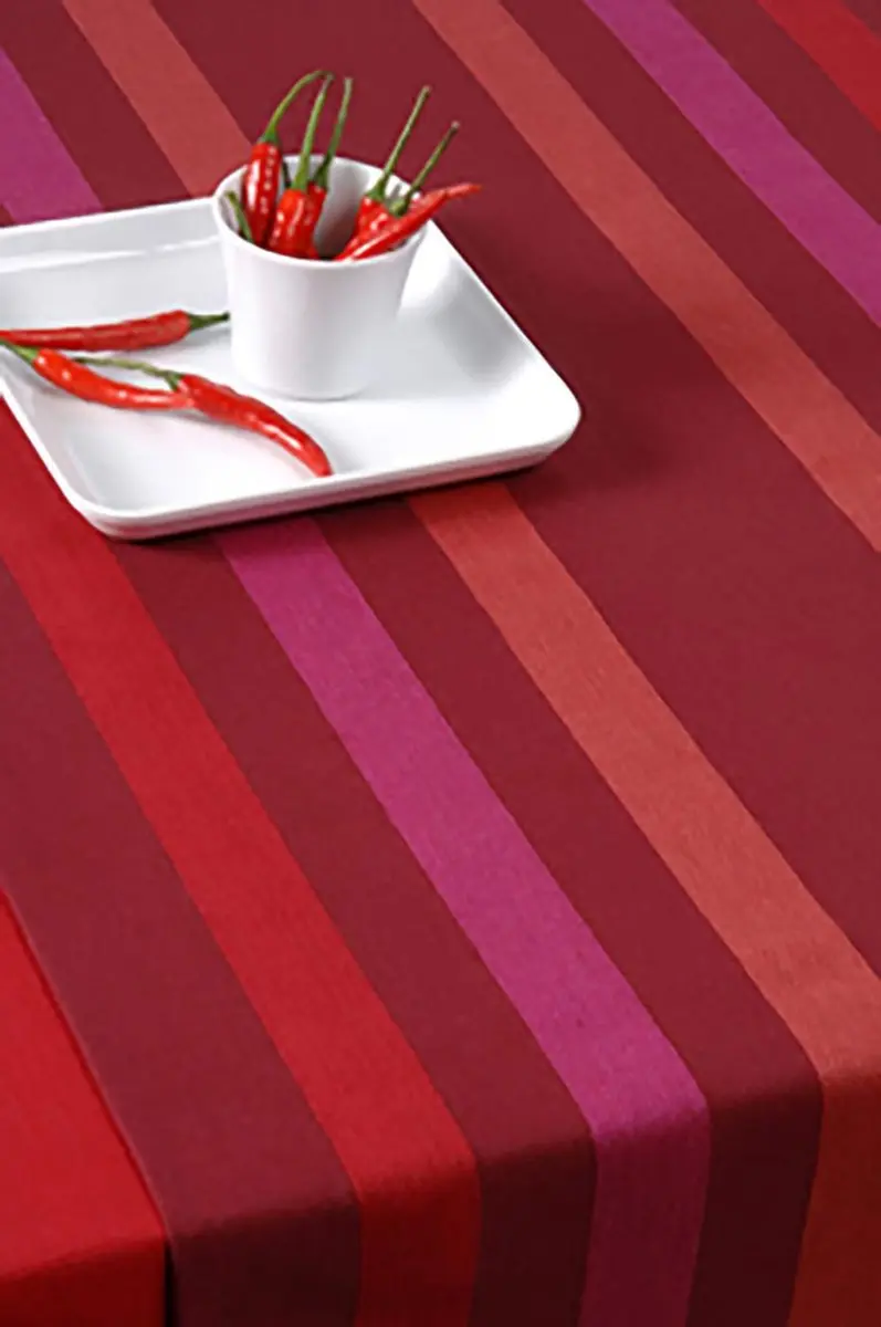 Tint Bande Raye Satin Tafelloper 150x50cm - Chili