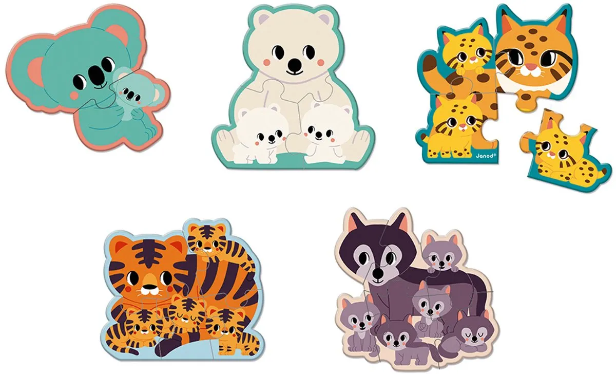 Janod WWF Dierenpuzzel Set 20 Stuks - 5 Puzzels - afbeelding 2 van 6
