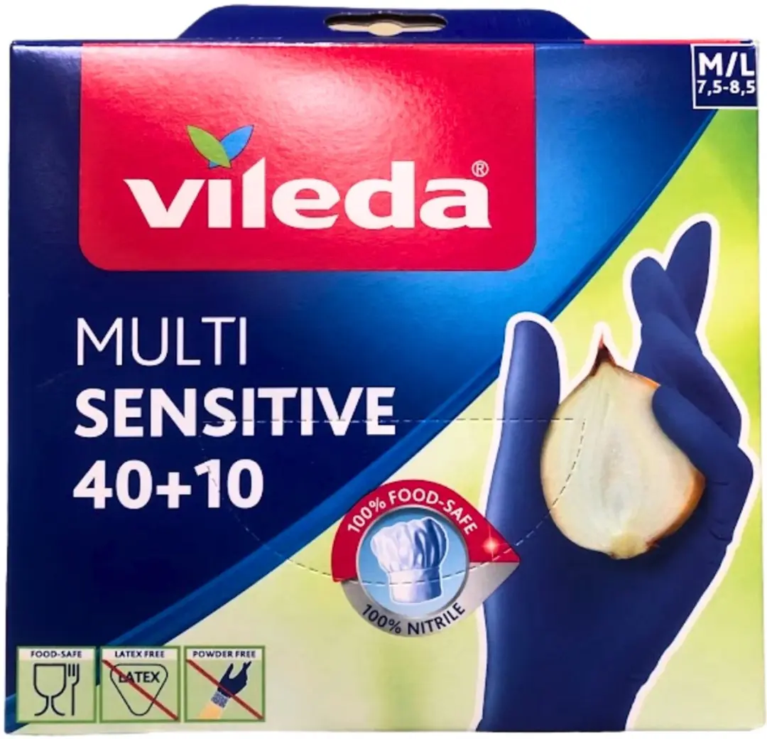 Vileda Multi Sensitive Nitril Handschoenen M/L - 50 Paar - Blauw
