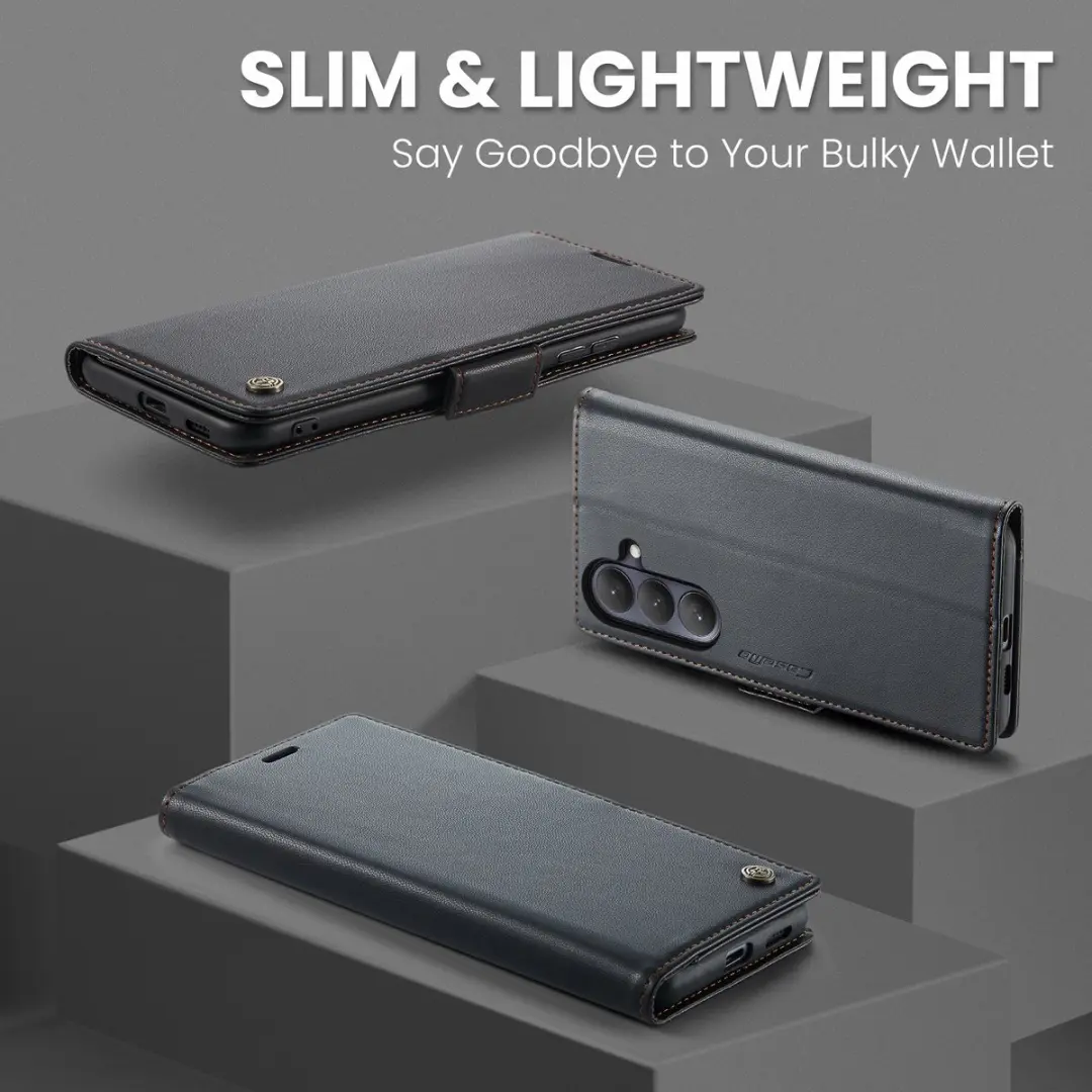 Caseme Samsung Galaxy S26 PU-leer Bookcase Hoes - 3 Pasjes - Zwart