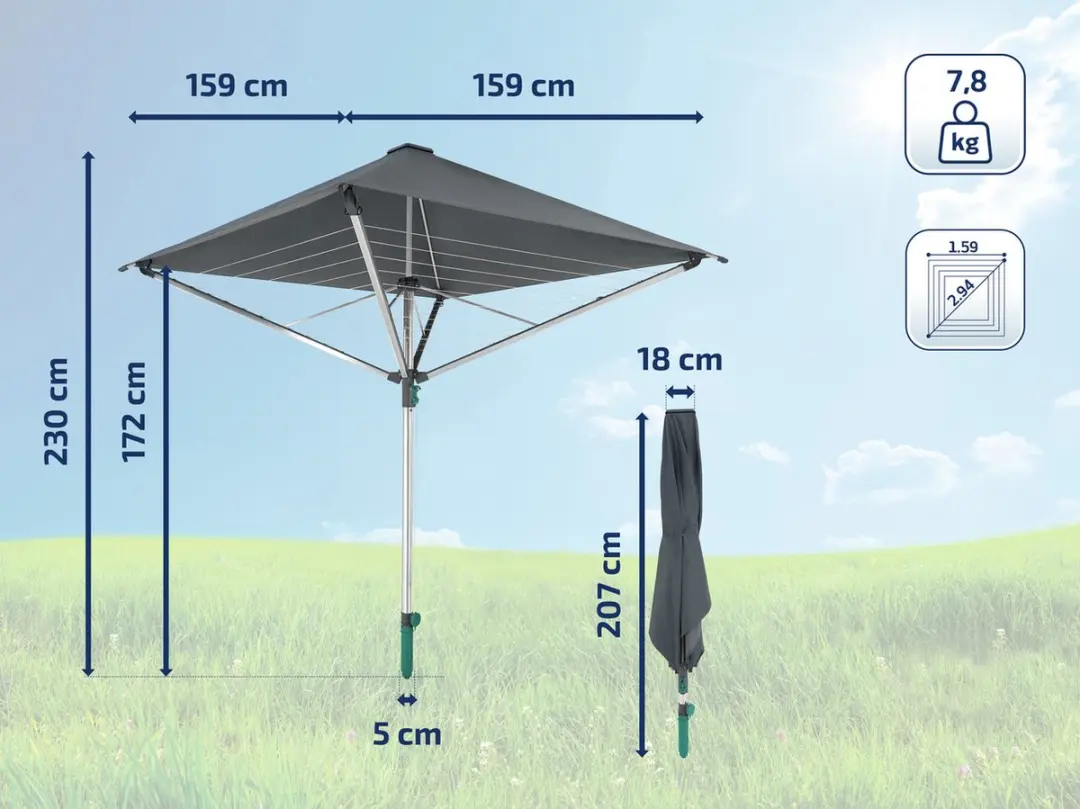 Leifheit Linoprotect 400 Droogmolen 82100 - 40m - Antraciet