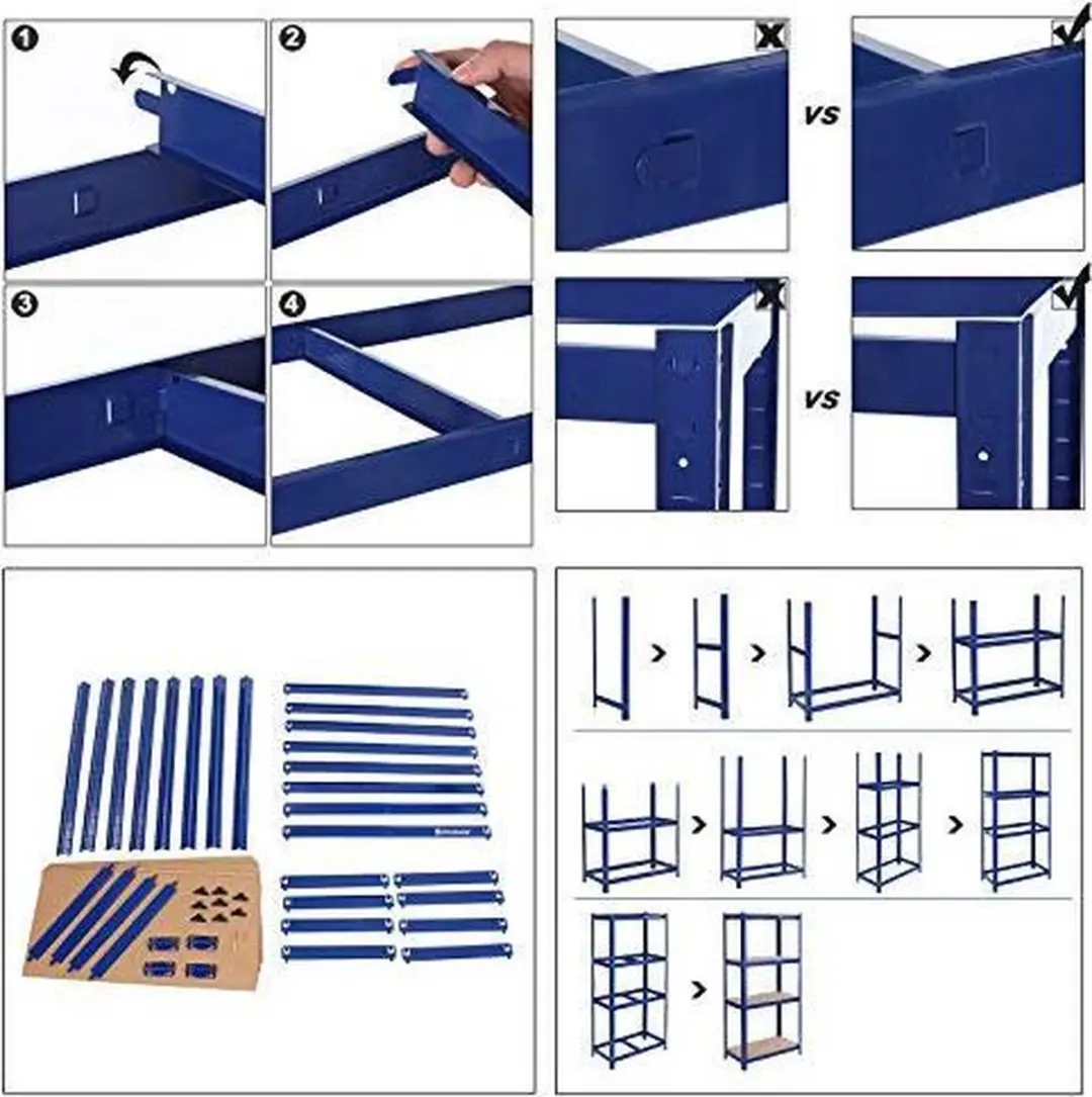 Songmics Magazijnstelling 160x80x40cm Blauw - 520kg - afbeelding 5 van 6