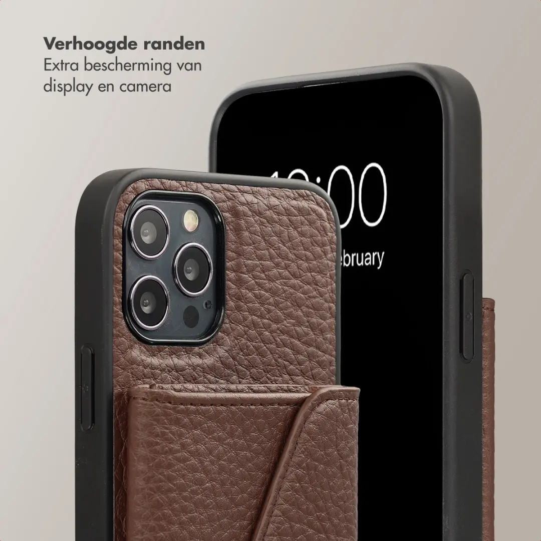 Selencia Sera Koordhoes iPhone 12 Pro/12 - 3 Pasjes - Chocolate Brown
