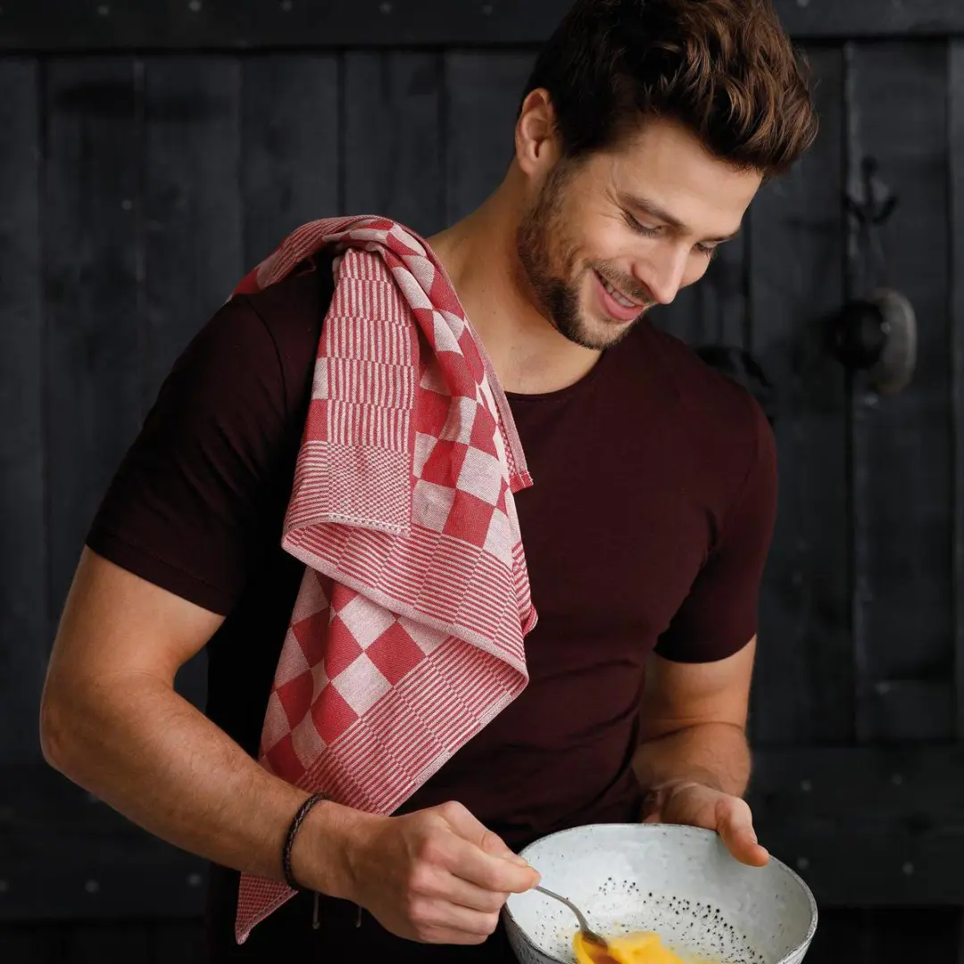 DDDDD Barbeque Theedoeken - 6 Stuks 65x65cm Rood