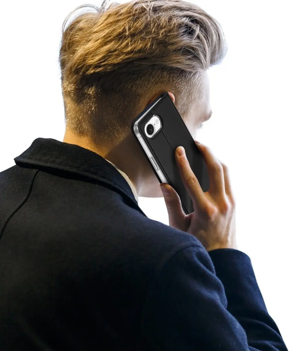 Dux Ducis iPhone 16e Hoesje Slim Bookcase - Zwart