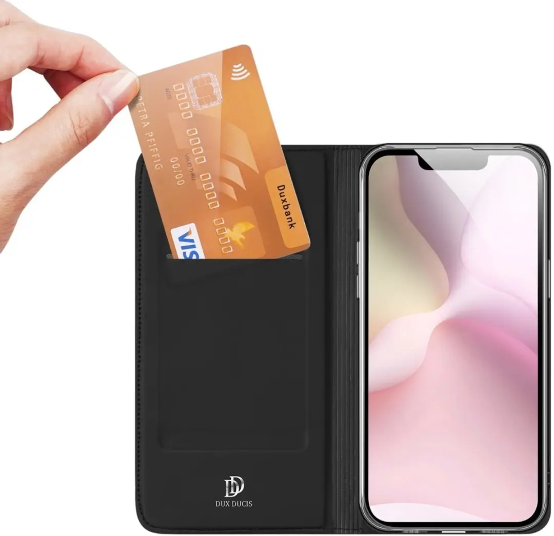 Dux Ducis iPhone 16e Hoesje Slim Bookcase - Zwart