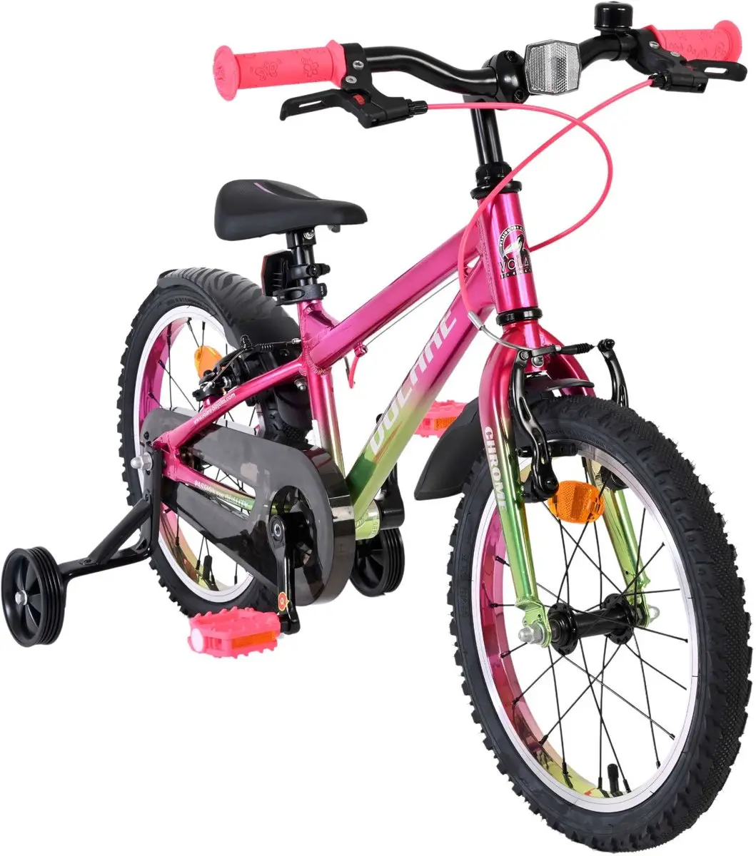 Volare Chrome Kinderfiets 16" - Roze Groen - 1 Versnelling