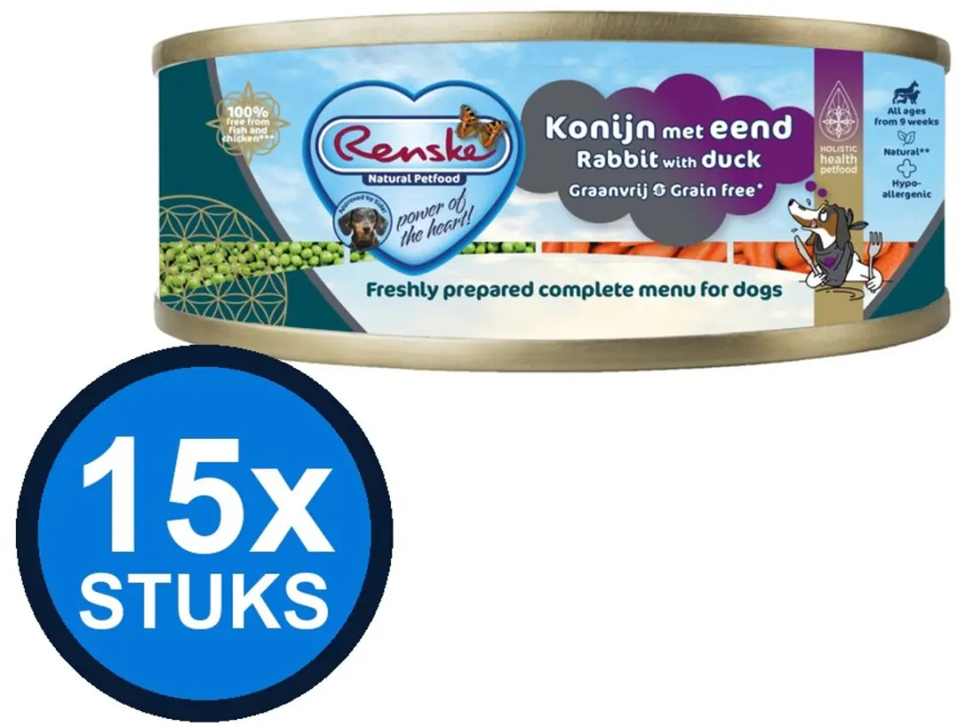 Renske Vers Vlees Maaltijd Hond Eend/Konijn 95g