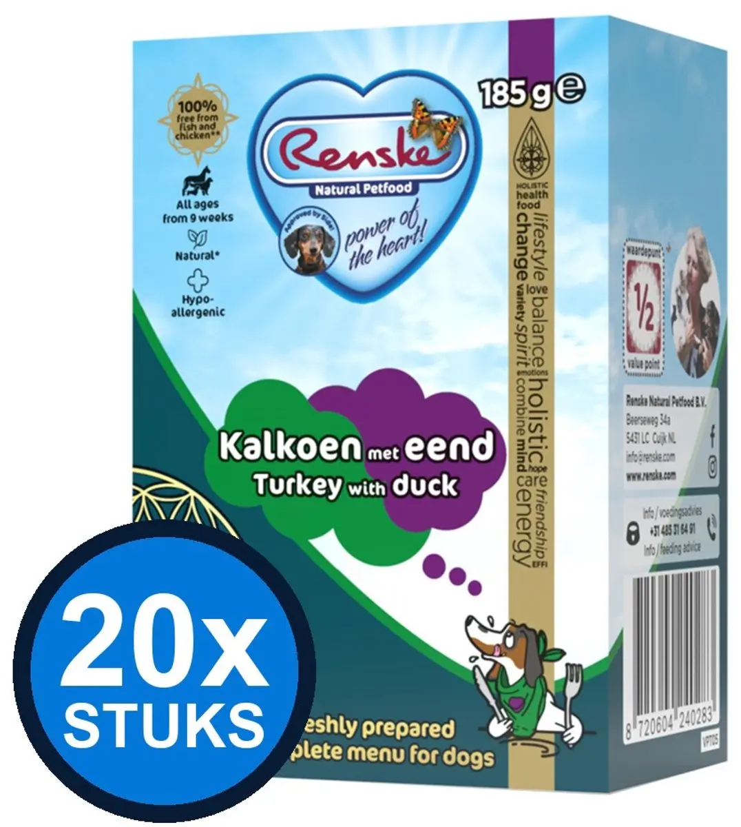 Renske Vers Vlees Maaltijd Hond Kalkoen/Eend 95g