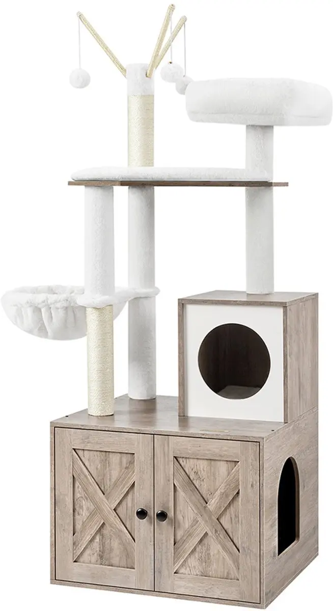 Songmics Krabpaal Hout Grijsbeige