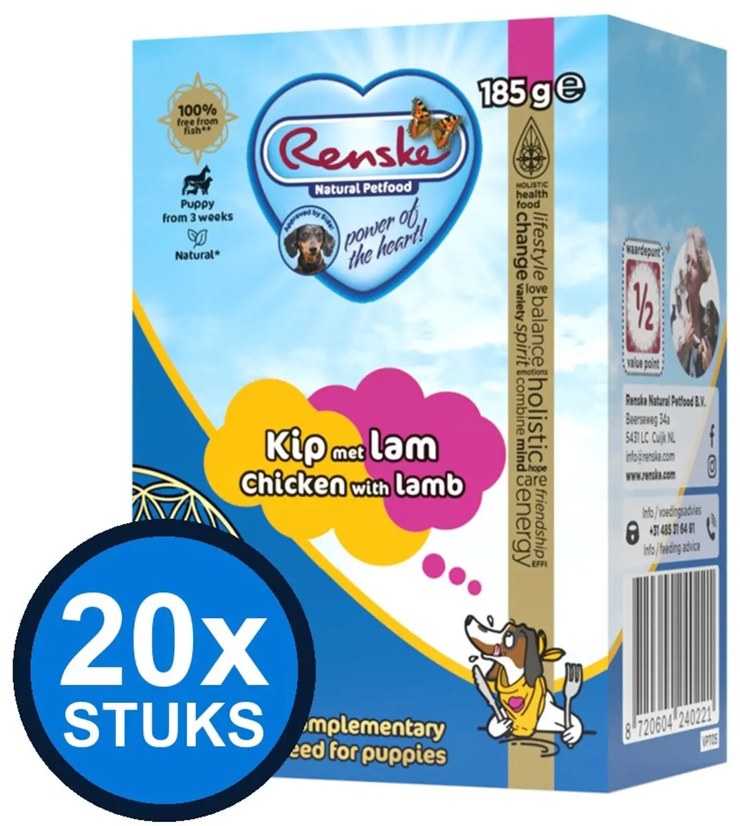 Renske Vers Kip met Lam Puppyvoer 20x 185g