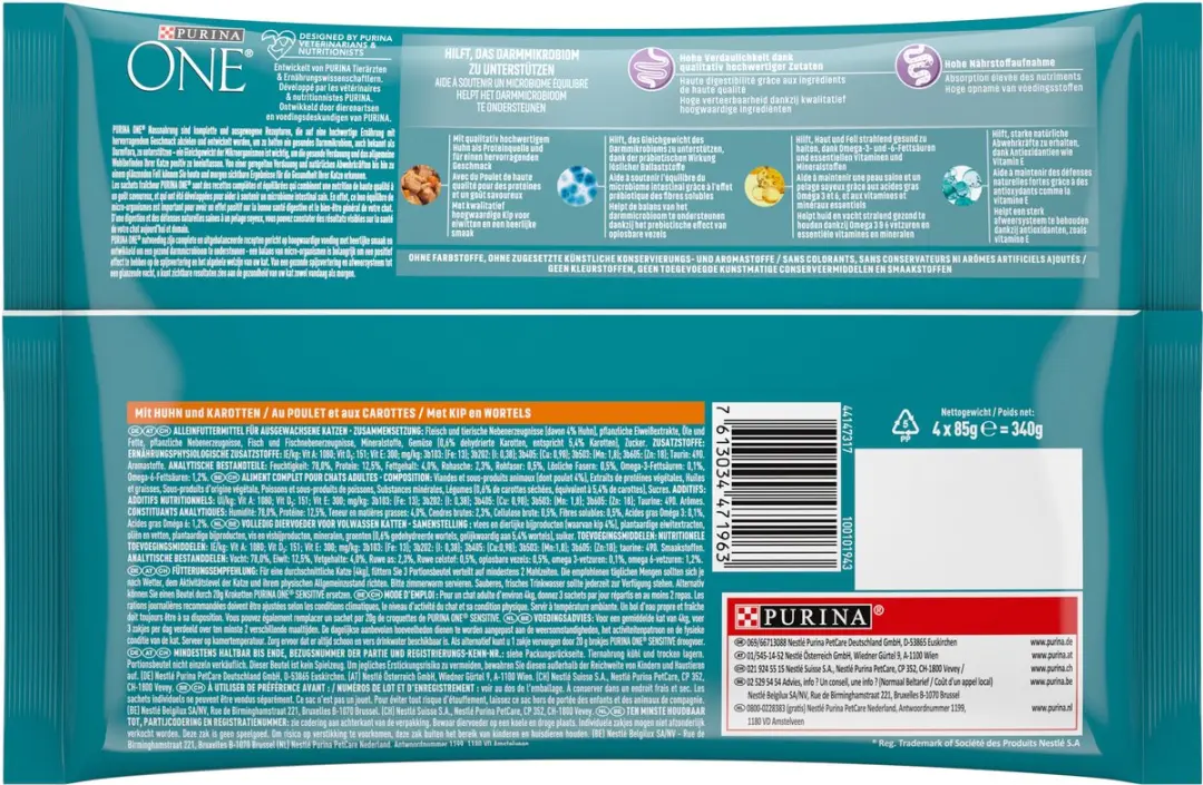 Purina ONE Sensitive Mini-Filets Tonijn Wortelen - 12 Stuks