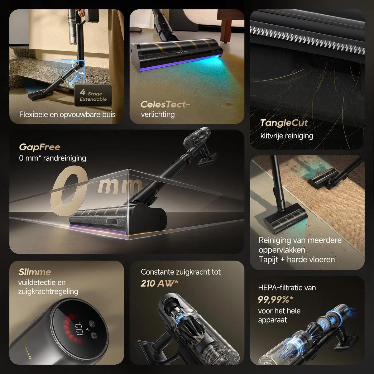 Dreame V20 Pro Stofzuiger - 210AW Zwart