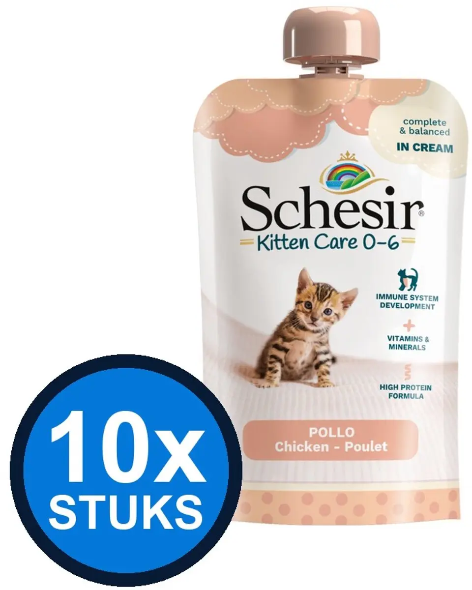 Schesir Kitten Care 0-6 Pouch Cream Kip 150g