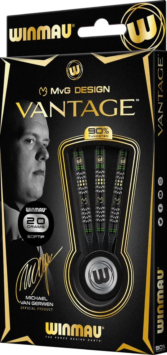 Winmau Michael van Gerwen Vantage Darts - 3 Stuks - Zwart