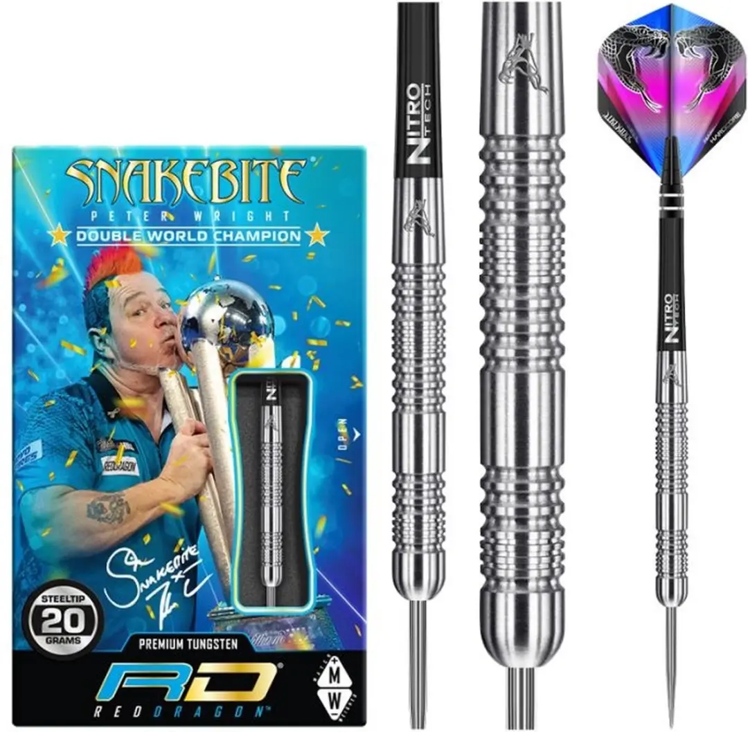 Red Dragon Peter Wright 85% Snakebite 11 Dartpijlen - 3 Stuks - Zilver