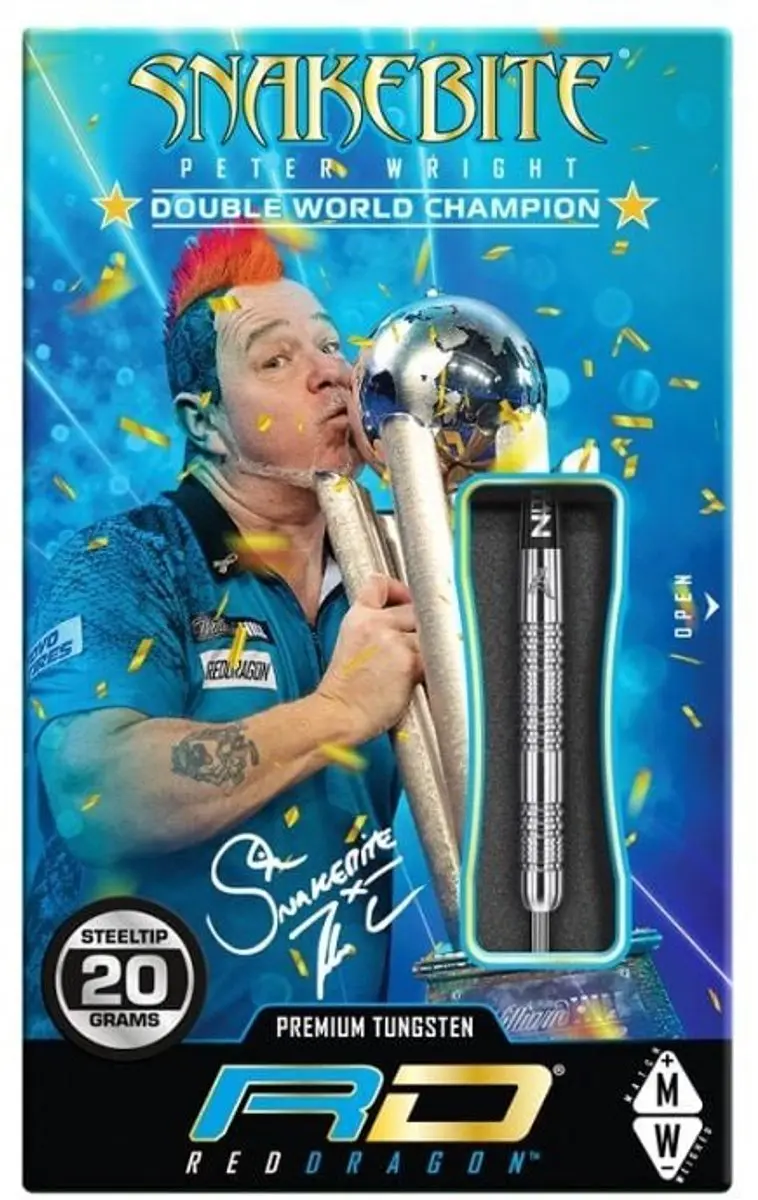 Red Dragon Peter Wright 85% Snakebite 11 Dartpijlen - 3 Stuks - Zilver