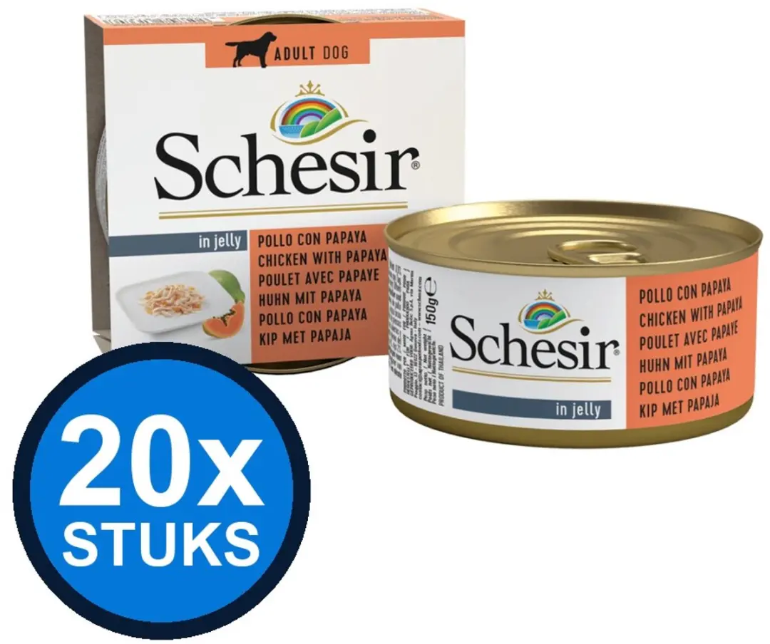 Schesir Hond Blik Kip & Papaya 150g