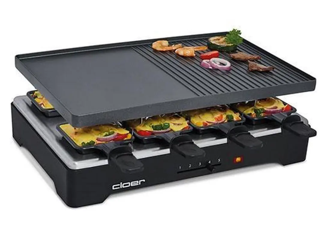 Cloer Raclettegrill 6446 - 8 Personen 1200W - Zwart