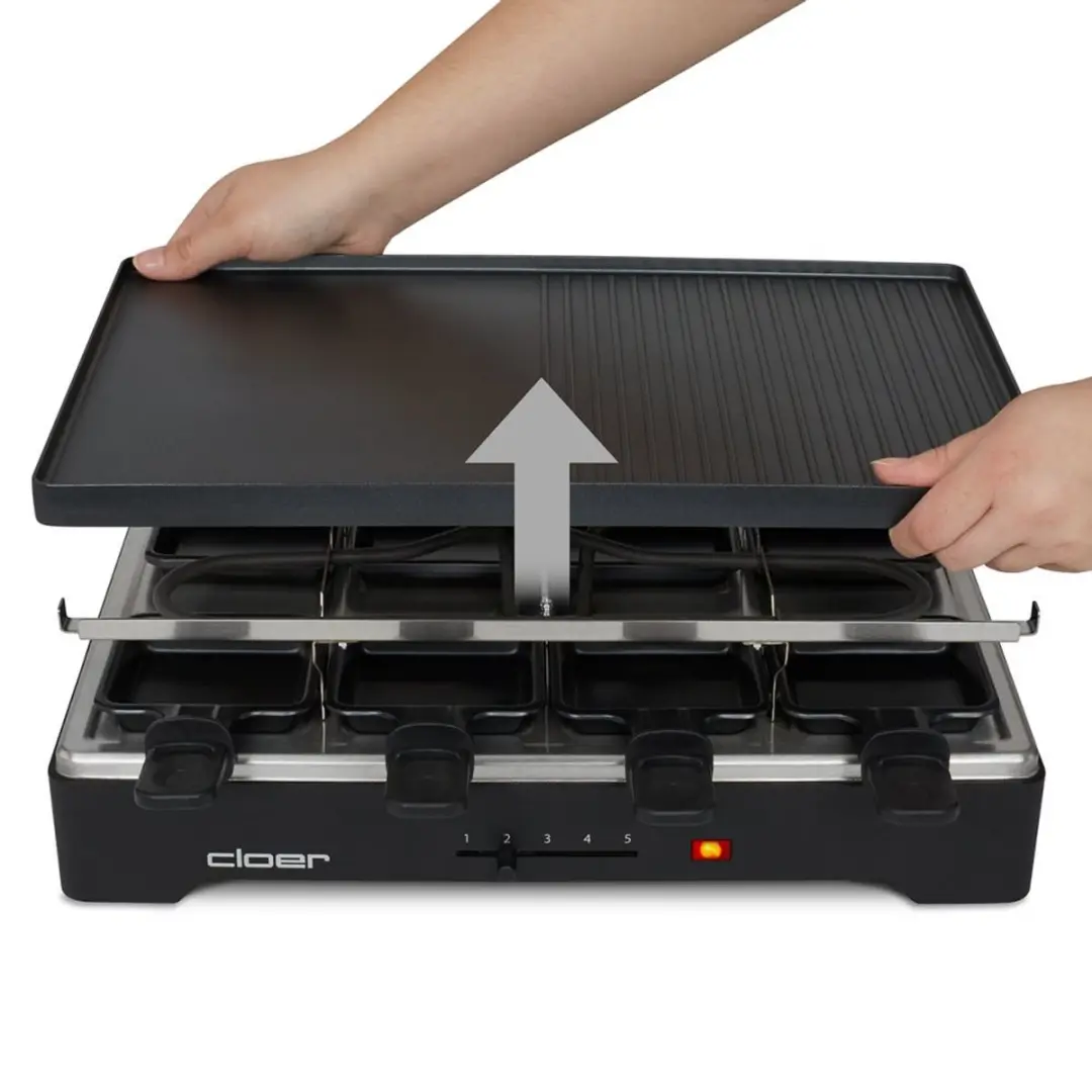Cloer Raclettegrill 6446 - 8 Personen 1200W - Zwart
