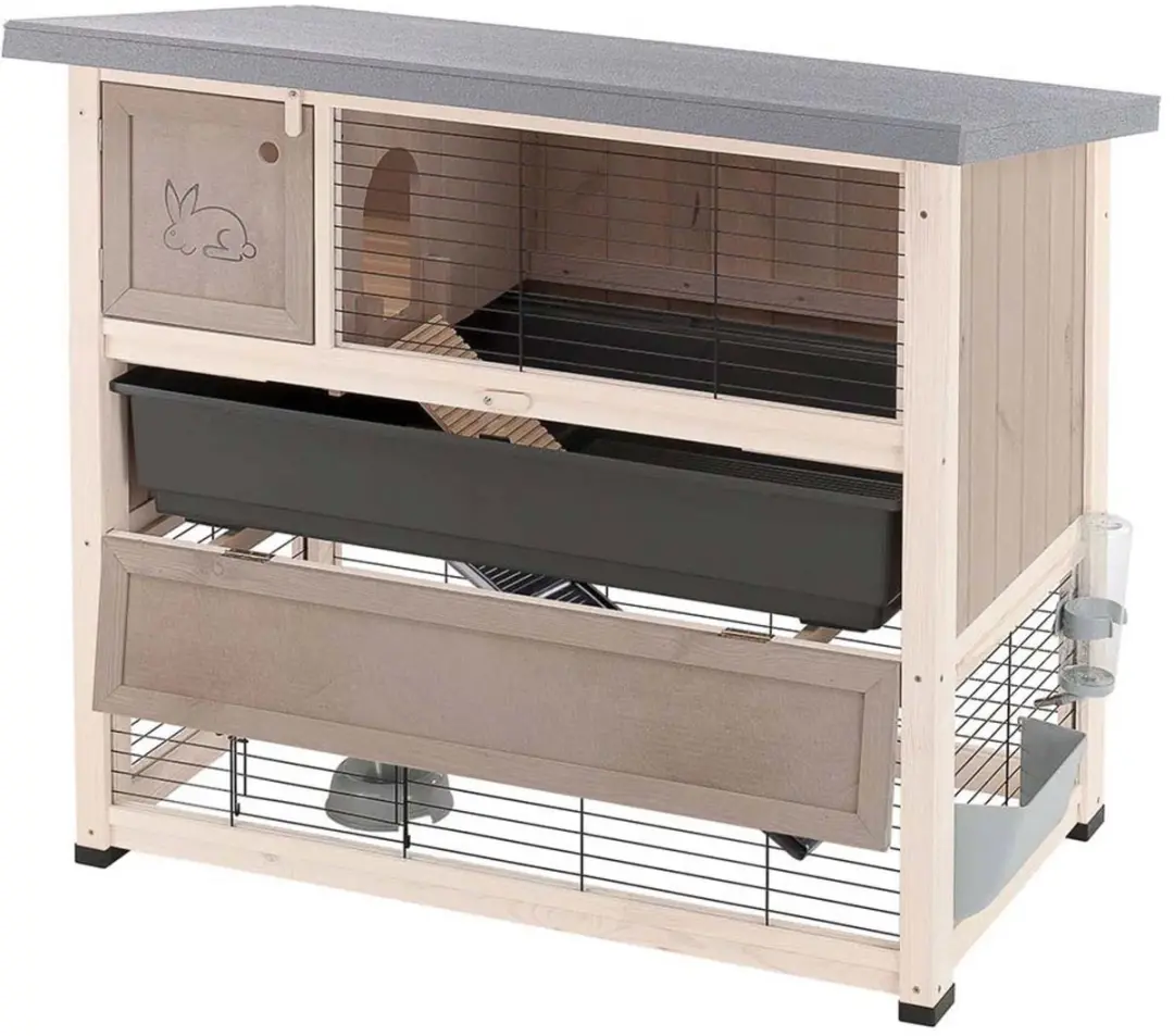 Ferplast Konijnenhok Ranch 2-Verdiepingen - 117x69x101cm - Grijs