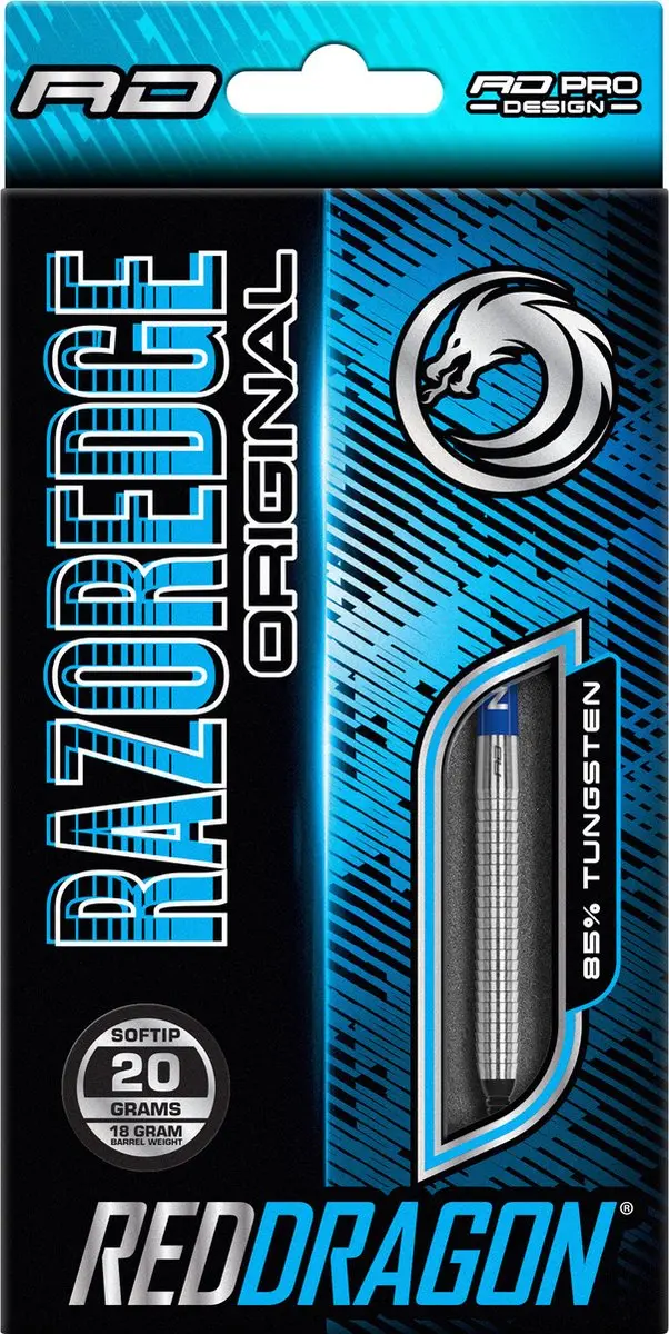 Red Dragon Razor Edge 85% Soft Tip Darts - 3 Stuks - Zilver