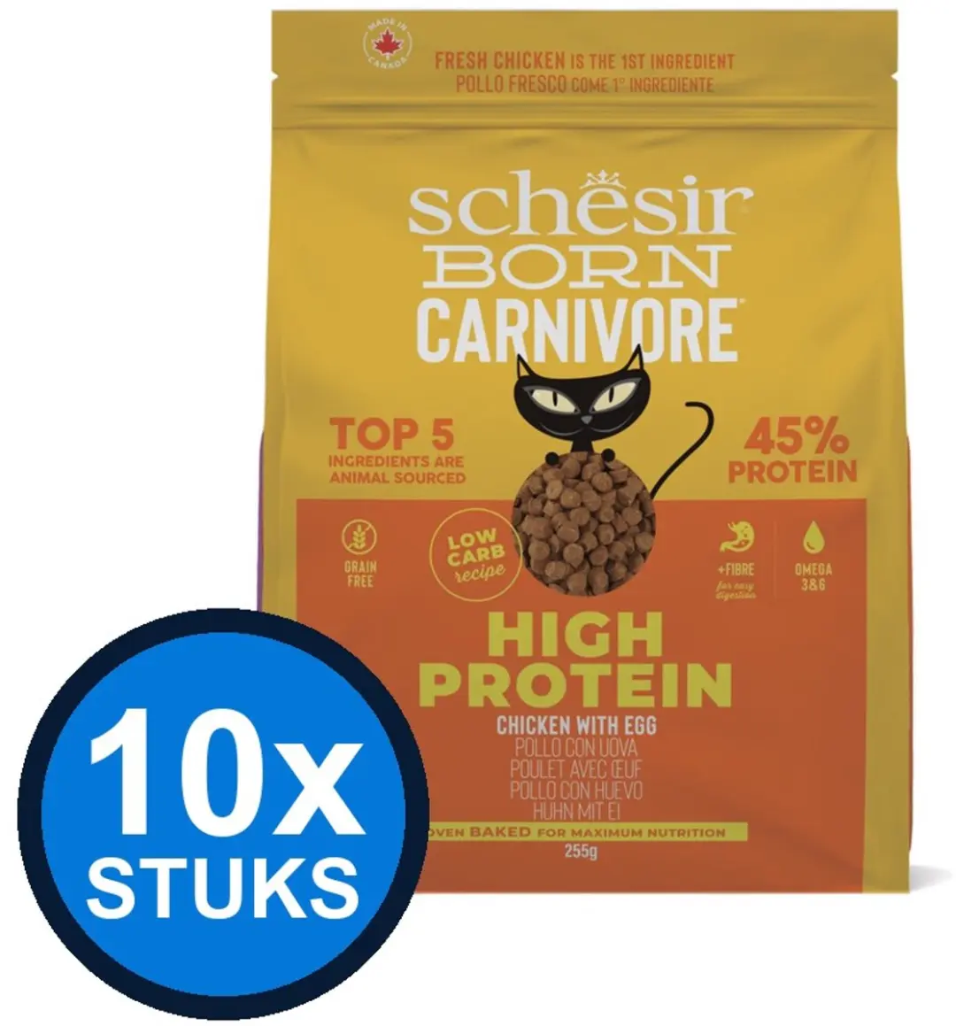 Schesir Born Carnivore Kattenbrokjes Kip & Ei 255g