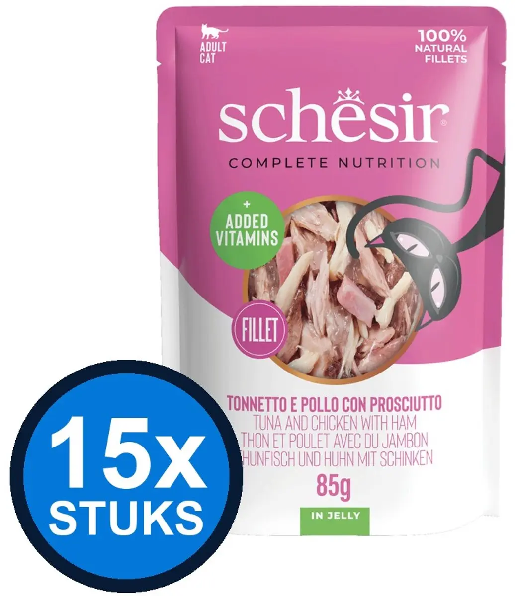 Schesir Complete&Balanced Kat Pouch Tonijn Kip Ham 85g