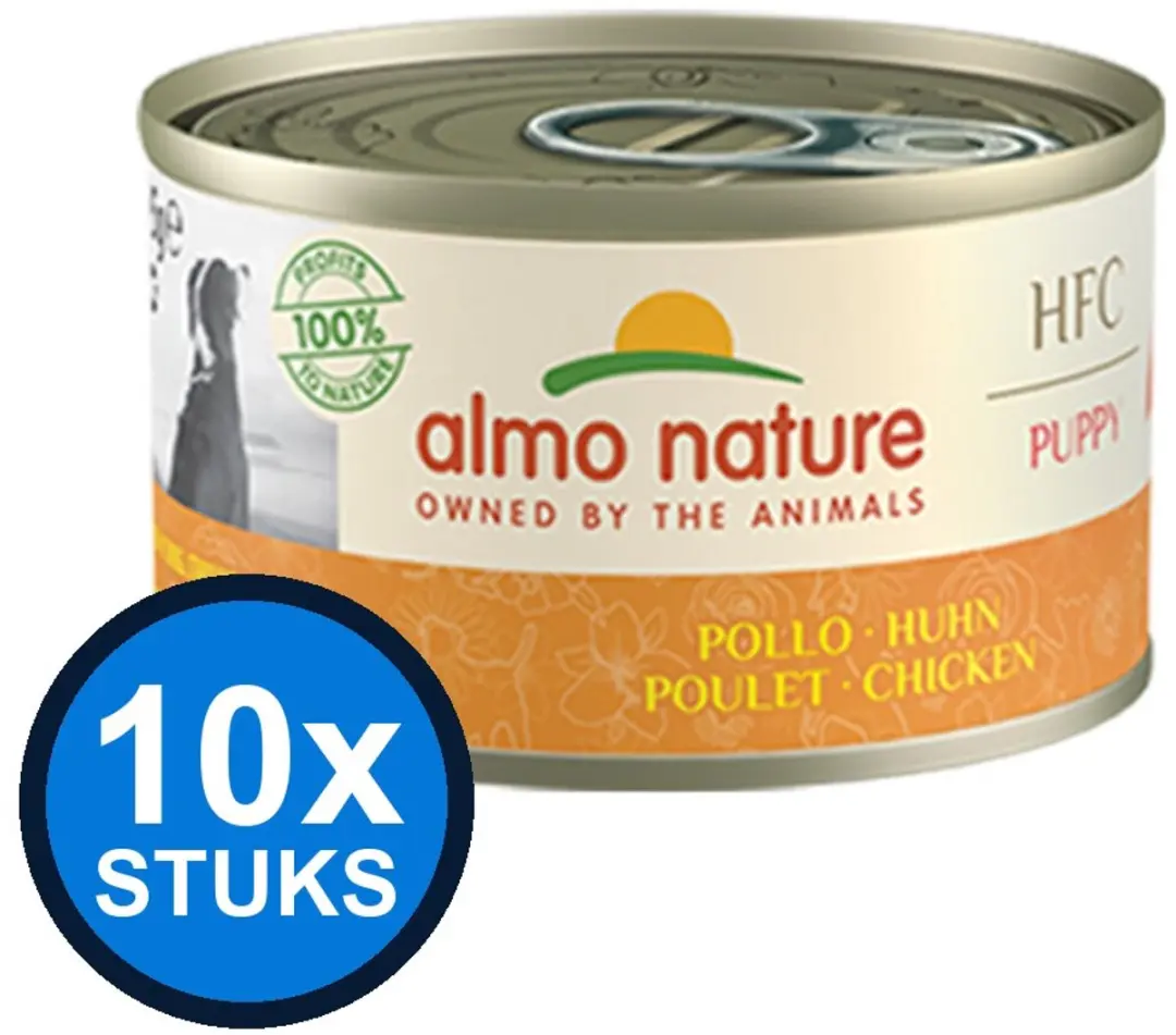 10x Almo Nature HFC puppy blik kip 95gr