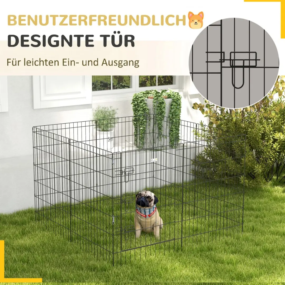 Pawhut Metallenen Hondenren 61x46x91cm - Zwart